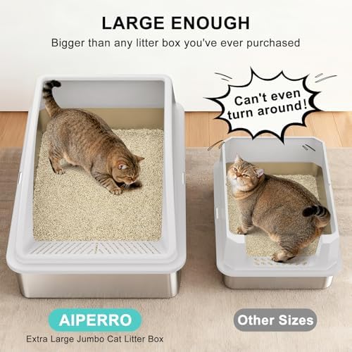 AIPERRO Stainless Steel Litter Box Extra Large - Image 2