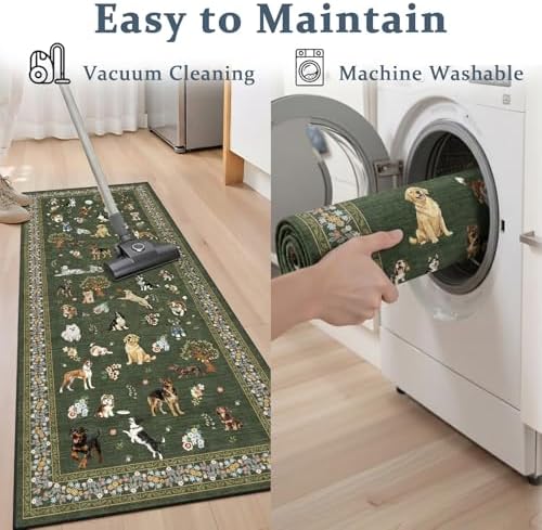 Dark Green Hallway Runner Rug 2x10 - Image 6