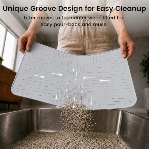 OHMO Cat Litter Mat, 23.5x16 Silicone Trapping Mat Ash Grey - Image 4