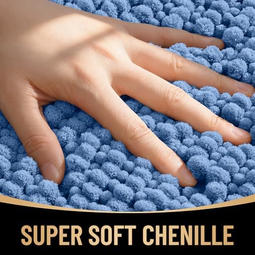 OLANLY Thick Chenille Large Bathroom Rugs Mats 70x46, Cornflower Blue - Image 2