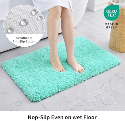 Disolla Mint Green Bathroom Runner Rug 24x70, Plush Extra Large Bath Mat - Image 3