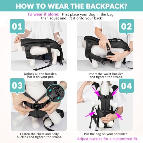 Lukovee Dog Backpack Carrier, Adjustable Front Carrier - Image 4