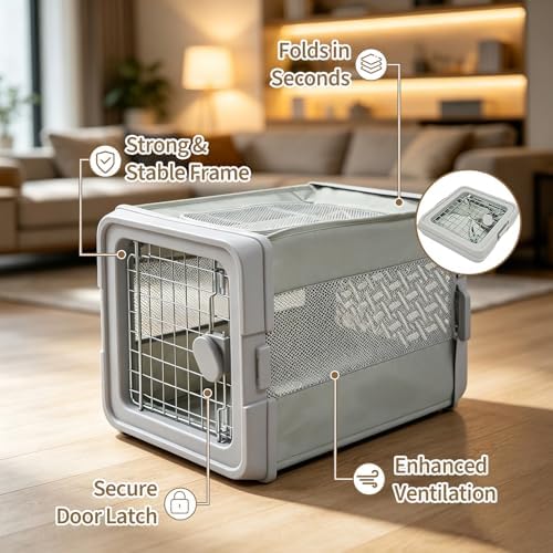 Collapsible Hard Cat Carrier & Small Dog Crate, Pet Carrier Travel - Image 3
