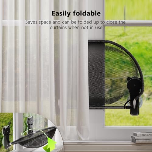JUNSPOW Cat Window Perch Cordless, Foldable & Stable Cat Beds- Breathable Cat - Image 4