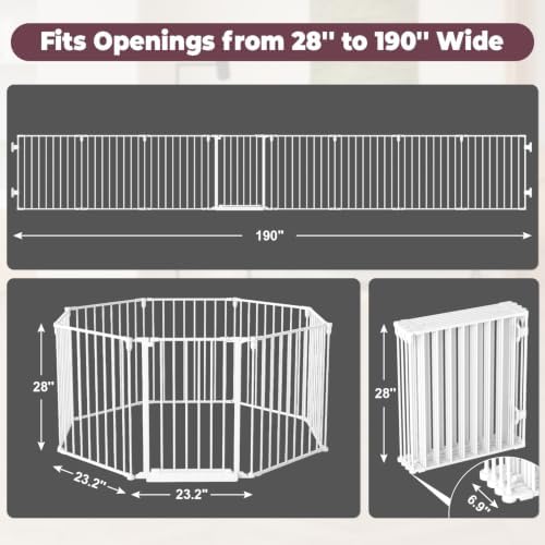 190" Extra Wide Baby Gate Playpen, Adjustable Baby Fence Play Yard - Image 4