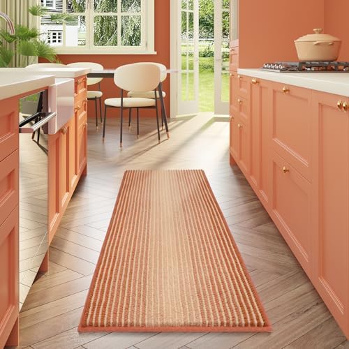 BSICPRO Large Bathroom Rugs Runner, 24x70 Chenille Bath Mat, Pumpkin Orange by BSICPRO