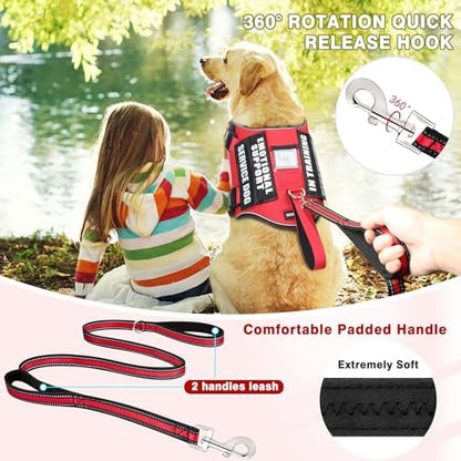 Service Dog Vest Harness and Leash Set+10 Patches, No Pull&Adjustable - Image 3