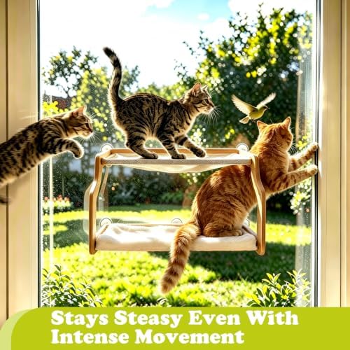 Cat Window Perch with 6 Strong Suction Cups, EZ Mount Double Stack - Image 2