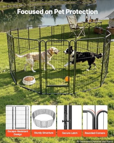 VEVOR Dog Playpen 40 Inch 16 Panels Foldable Metal Exercise Pen Pet Fence - Image 3