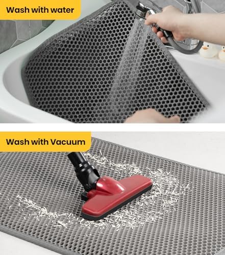Cat Litter Trapping Mat, Hexagon Grids & Anti-Leak Base, Machine Washable - Image 7