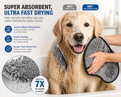 Dog Towel, Quick Dry Chenille Microfiber Pet Bath Towel - Image 5