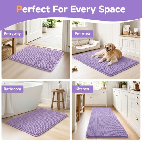 Ophanie Purple Bathroom Rugs 44x24, Soft Chenille Bath Mat, Non Slip Absorbent - Image 7