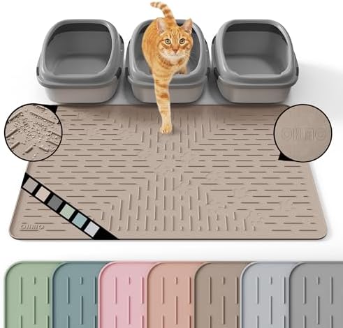 OHMO XL Cat Litter Mat, 37.5x25.2 Silicone Trapping Mat Beige by OHMO