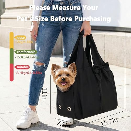 Fashion Dog Purse Carrier for Small Dogs and Cats, Soft-Sided Puppy Tote Bag Up - Image 3