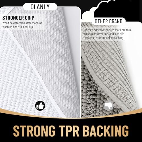 OLANLY Thick Chenille Small Bathroom Rugs 24x16, Absorbent Bath Mat - Image 5
