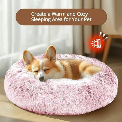 JOLLYVOGUE Calming Small Pink Dog & Cat Bed - Image 4