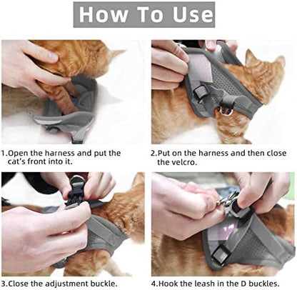 Cat Vest Harness and Leash Set, Escape Proof Kitten Harness Gray S - Image 6