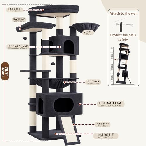 Gitelsnour Cat Tree, 78.7'' Cat Tower, 2 Big Condos - Image 7