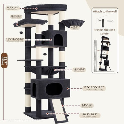 Gitelsnour Cat Tree, 78.7'' Cat Tower, 2 Big Condos - Image 7