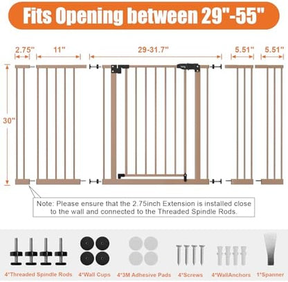 keny 29"-55" Extra Wide Baby Gate, Pressure Mounted No Drilling Dog Gate - Image 6