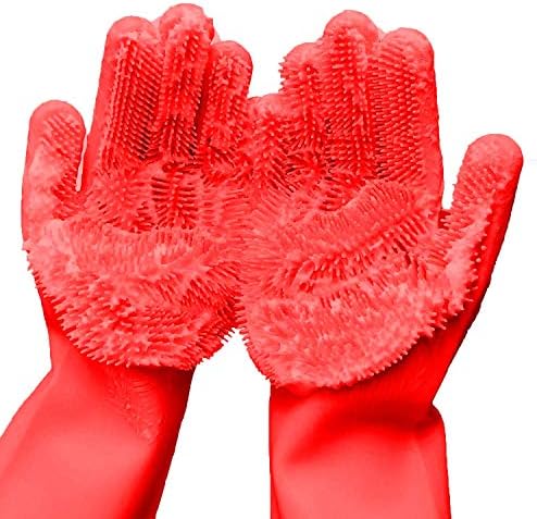 Silicone Dishwashing Gloves, Pet Grooming Rubber Scrubbing by Yinceber