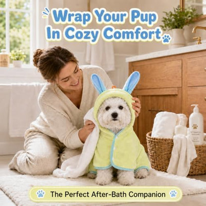 Dog Bathrobe Towel, Soft Hooded Dog Drying Wrap - Image 3