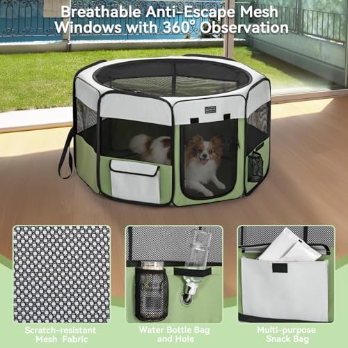 PETSFIT Portable Dog Playpen 29", Removable Waterproof Mat, Zippered Roof - Image 4