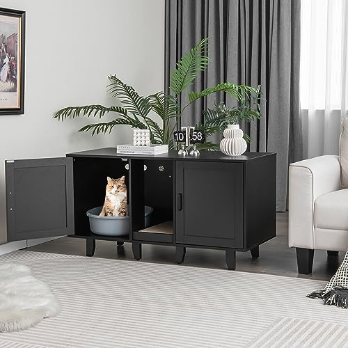 Tangkula Patented Double Cat Litter Box Enclosure - Image 2