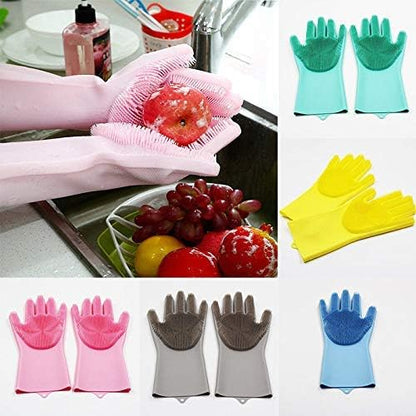 Silicone Dishwashing Gloves, Pet Grooming Rubber Scrubbing - Image 3