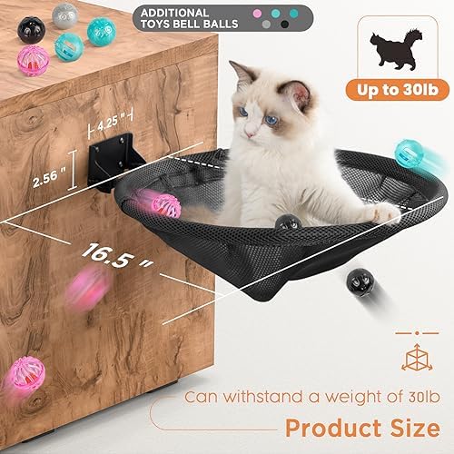 JUNSPOW Cat Hammock Wall Mounted, Foldable & Stable Cat Beds- Breathable Cat - Image 4
