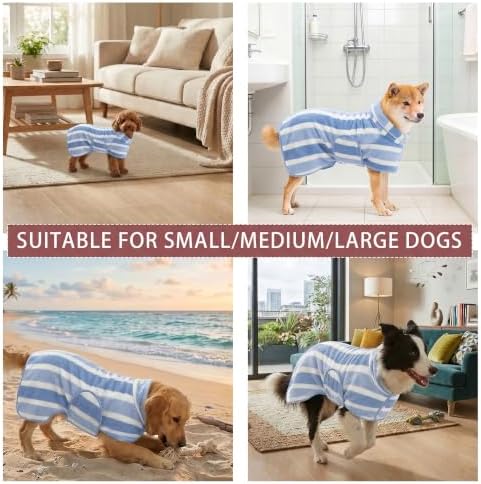 Fast‑Drying Dog Bathrobe, Absorbent Striped Pet Towel - Image 6