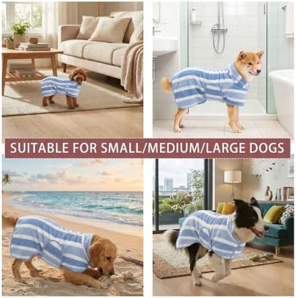 Fast‑Drying Dog Bathrobe, Absorbent Striped Pet Towel - Image 6
