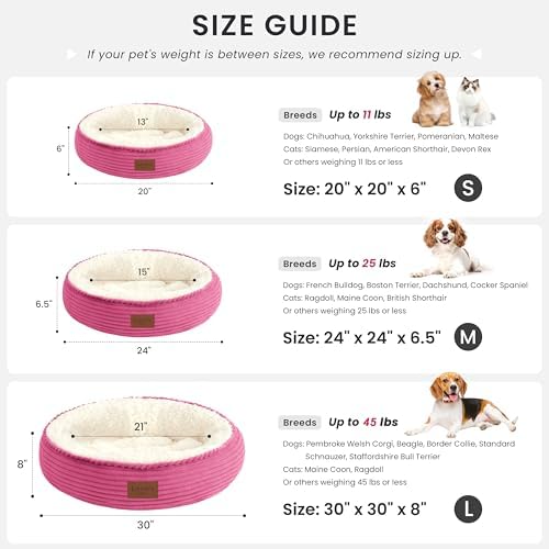 Love's cabin Round Donut Cat and Dog Cushion Bed, 24in Pet Bed - Image 4