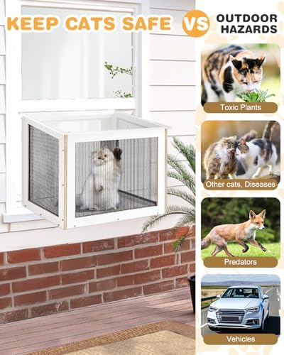 Cat Window Box with Clear Roof, Fits 25"-43" Vertical Windows - Image 3