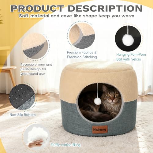 2-in-1 Foldable Cat Bed for Indoor Cats, Cat Cave & Sofa Bed - Image 3
