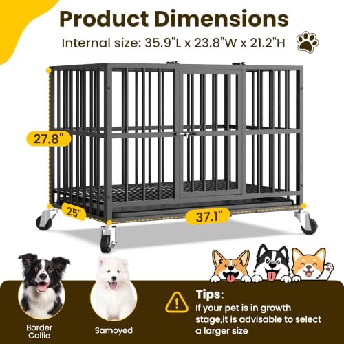 38 Inch Heavy Duty Dog Crate for Small Dogs, Escape Proof - Image 5