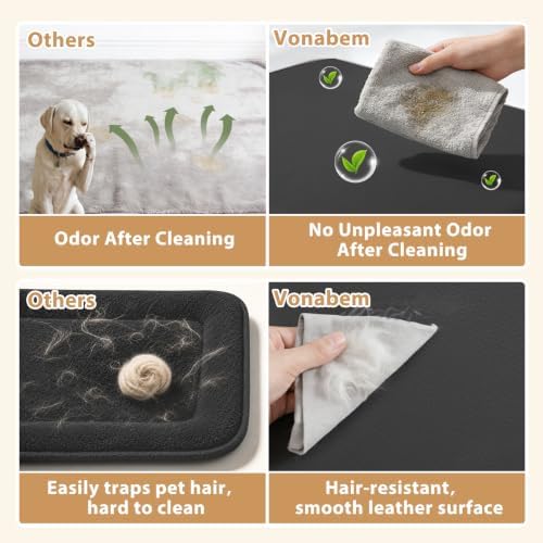 XXL Dog Bed Waterproof Washable, Wipeable Leather Large Crate Pad 48" Black - Image 3