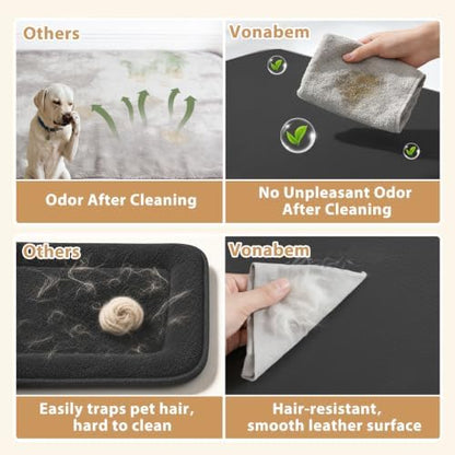 XXL Dog Bed Waterproof Washable, Wipeable Leather Large Crate Pad 48" Black - Image 3