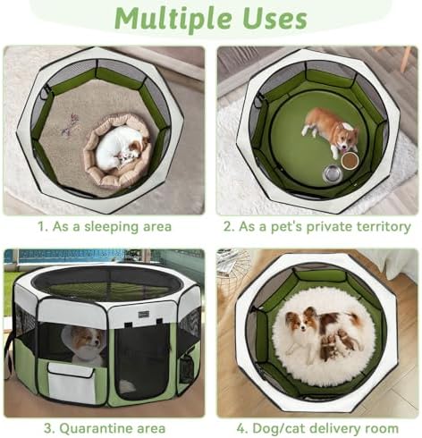 PETSFIT Portable Dog Playpen 29", Removable Waterproof Mat, Zippered Roof - Image 5