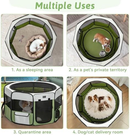 PETSFIT Portable Dog Playpen 29", Removable Waterproof Mat, Zippered Roof - Image 5