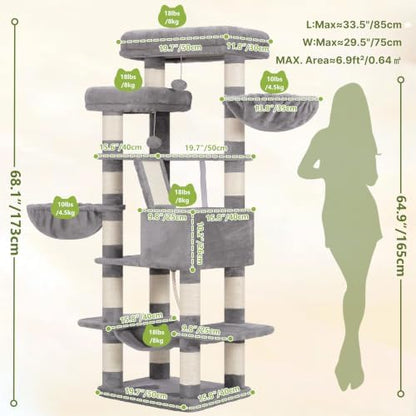 Heybly Cat Tree, 68 inch Multi-Level Cat Tower - Image 5