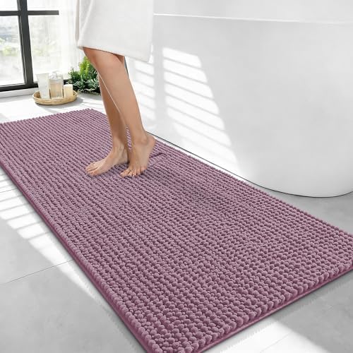 OLANLY Thick Chenille Bathroom Runner Rugs Mats 44x24, Deep Plum by OLANLY