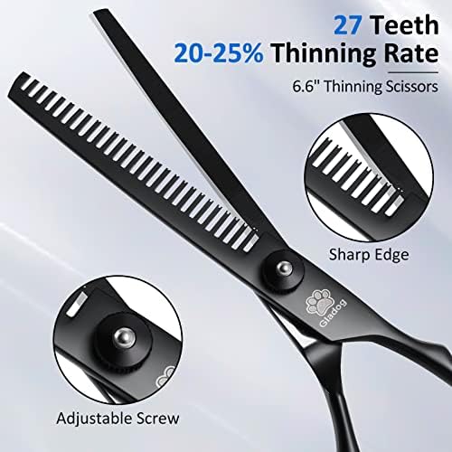 Dog Grooming Scissors Kit with Safety Round Tips, GLADOG Professional 6 in 1 - Image 2