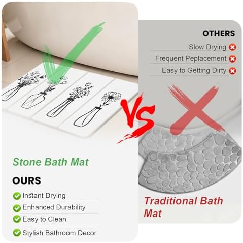 White Absorbent Diatomaceous Foldable Stone Bath Mat - Image 4