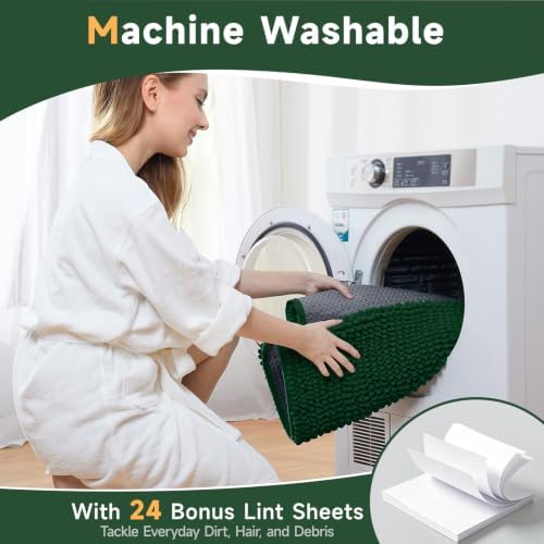 Ophanie Green Bathroom Runner Rugs 60x24, Soft Chenille Bath Mat, Non Slip - Image 6