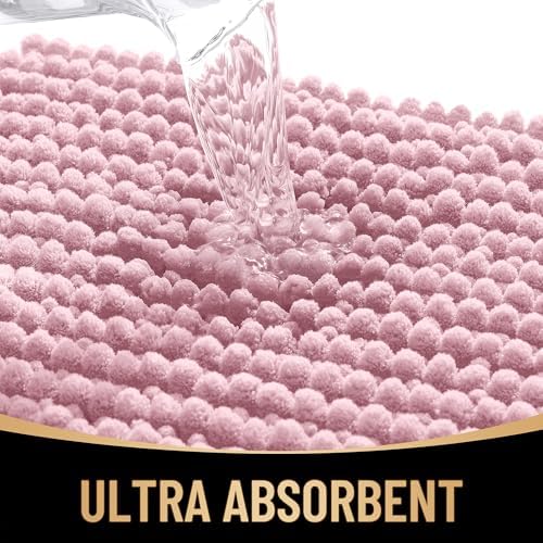 OLANLY Thick Chenille Large Bathroom Rugs Mats 59x35, Dusty Rose - Image 3