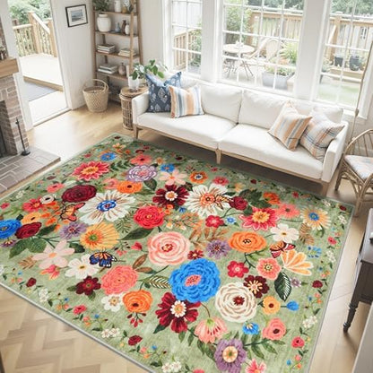 Floral Area Rug 8x10 for Living Room Bedroom by WelcometoBabovid