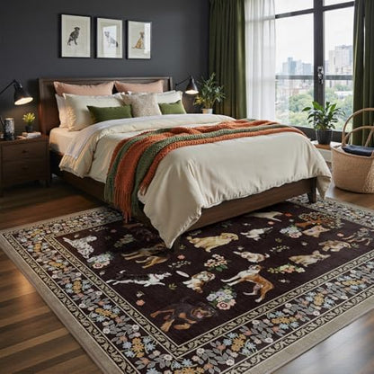 Black Floral Area Rug 6x9 for Living Room Bedroom - Image 3