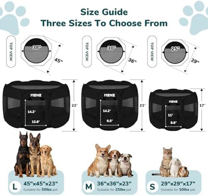 Dog Cat Small Animal Puppy Playpen Crate, Whole Black - Image 2
