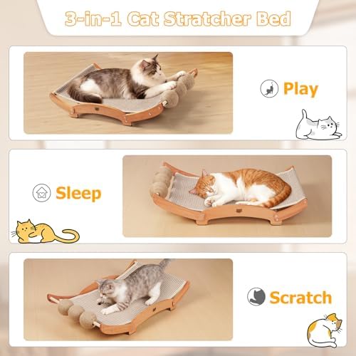 3 in 1 Sisal Cat Scratcher Bed, Solid Pine Cat Scratcher - Image 4